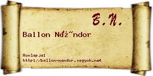 Ballon Nándor névjegykártya
